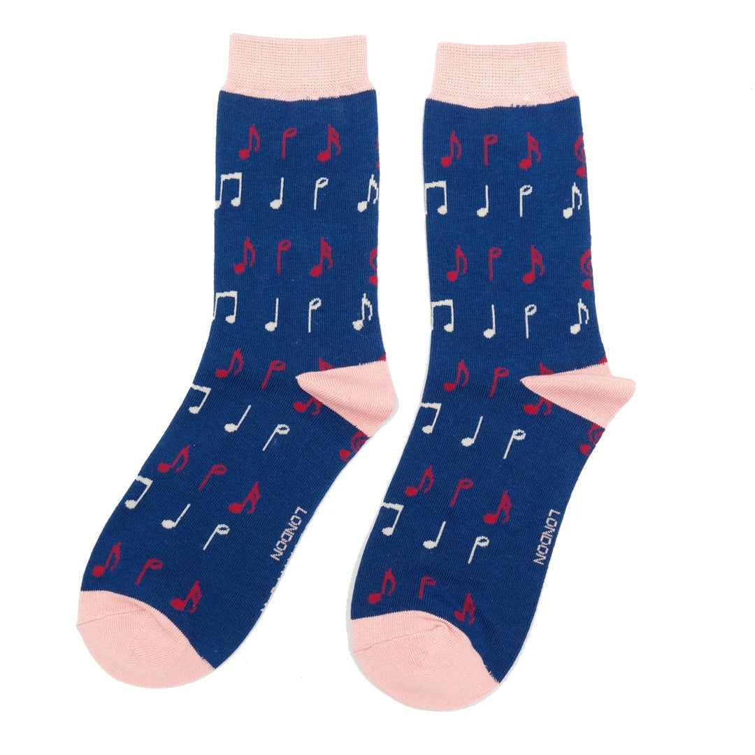 Miss Sparrow Bamboo Ankle Socks - Music - Navy