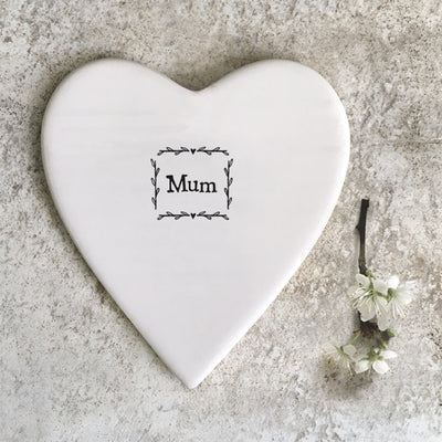 East of India Porcelain Heart Coaster - Mum