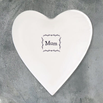 East of India Porcelain Heart Coaster - Mum