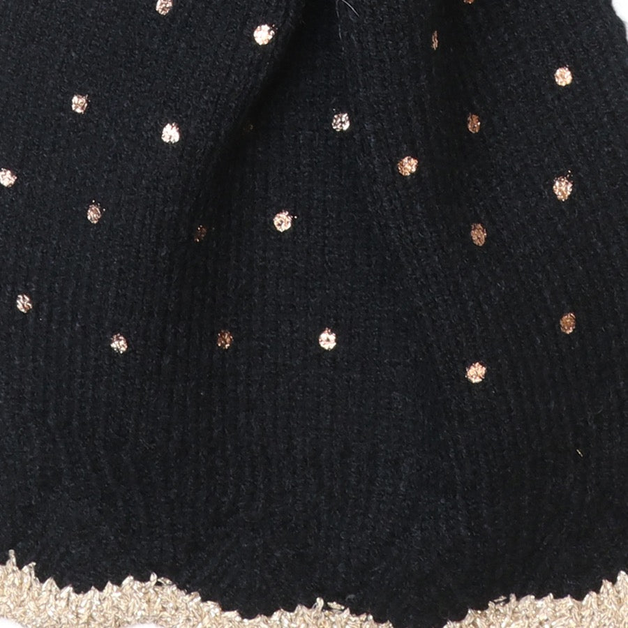 POM - Yasmin - Black Metallic Spot - Knit Pull Through Crossover Scarf