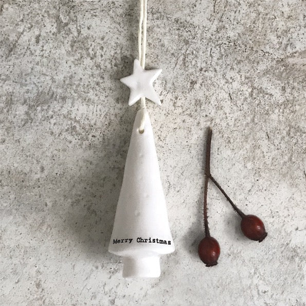 East of India Porcelain Tree Decoration - Merry Christmas