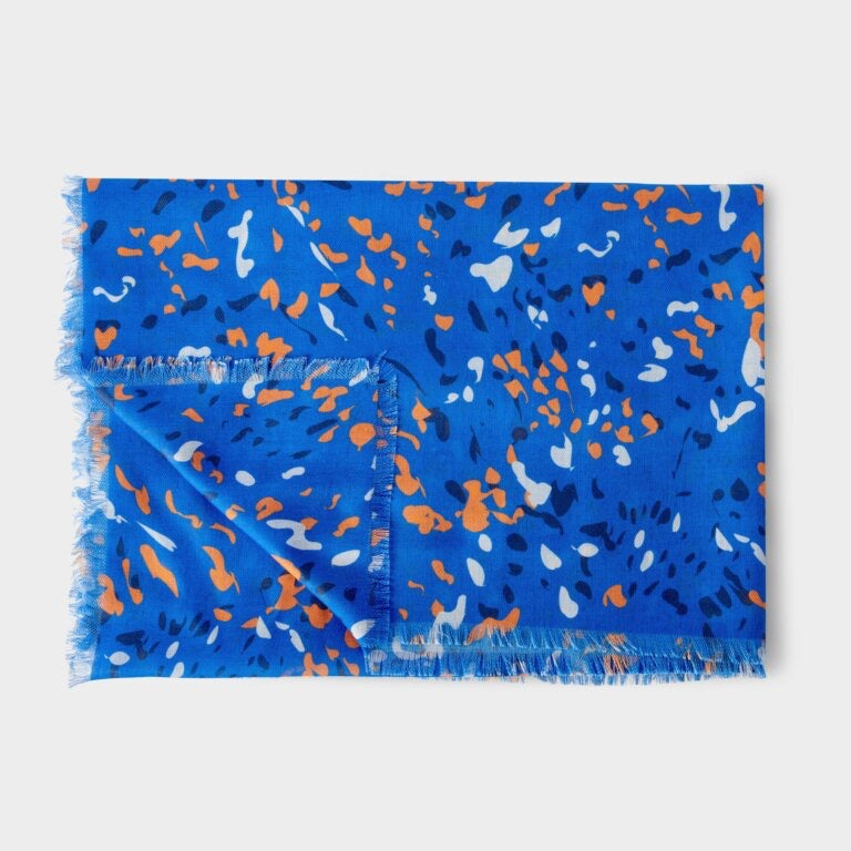 Katie Loxton Print Scarf - Terazzo - Cobalt Blue/Orange