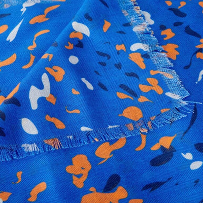 Katie Loxton Print Scarf - Terazzo - Cobalt Blue/Orange