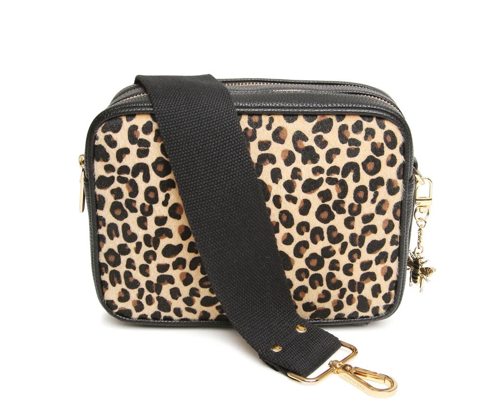 Alice Wheeler Soho Double Zip Crossbody Bag - Leopard/Black