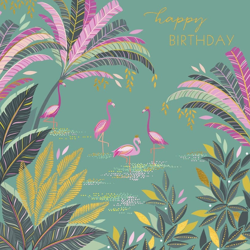 Sara Miller by The Art File -  Birthday Flamingos Card