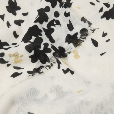 Katie Loxton Foil Print Scarf - Floral Burst - Off White/Black/Gold