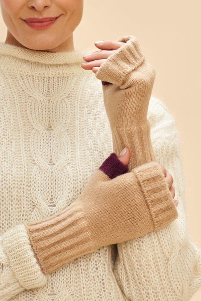 Powder Ladies Cassia Wrist Warmers - Cream/Burgundy