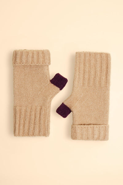 Powder Ladies Cassia Wrist Warmers - Cream/Burgundy