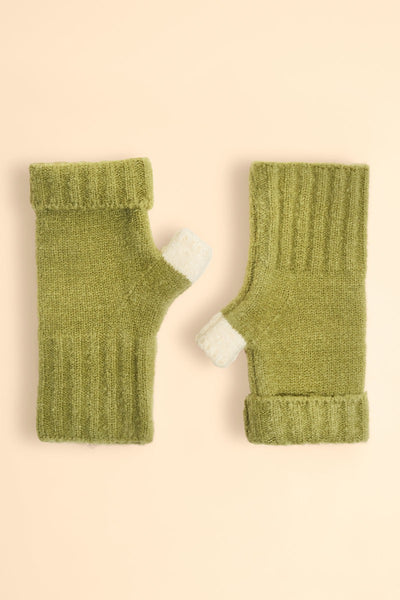 Powder Ladies Cassia Wrist Warmers - Sage Green/Off White