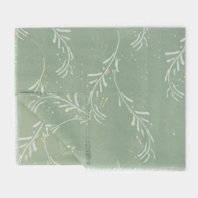 Katie Loxton Foil Print Scarf -Mistletoe - Sage Green/Off White/Gold