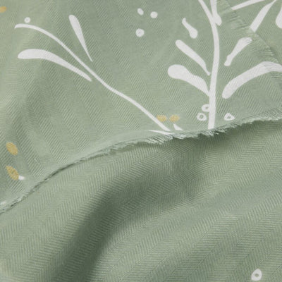 Katie Loxton Foil Print Scarf -Mistletoe - Sage Green/Off White/Gold