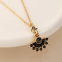 POM Gold & Black Mix Crystal Fan Necklace