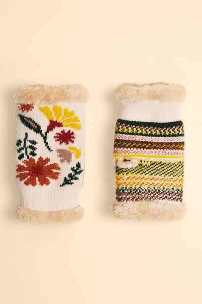 Powder Ladies Watercolour Floral Wrist Warmers - Cream