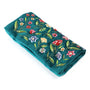 POM Teal Velvet Floral Embroidered Jewellery Roll