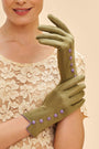 Powder Beatrice Faux Suede Multi Button Gloves - Sage Green