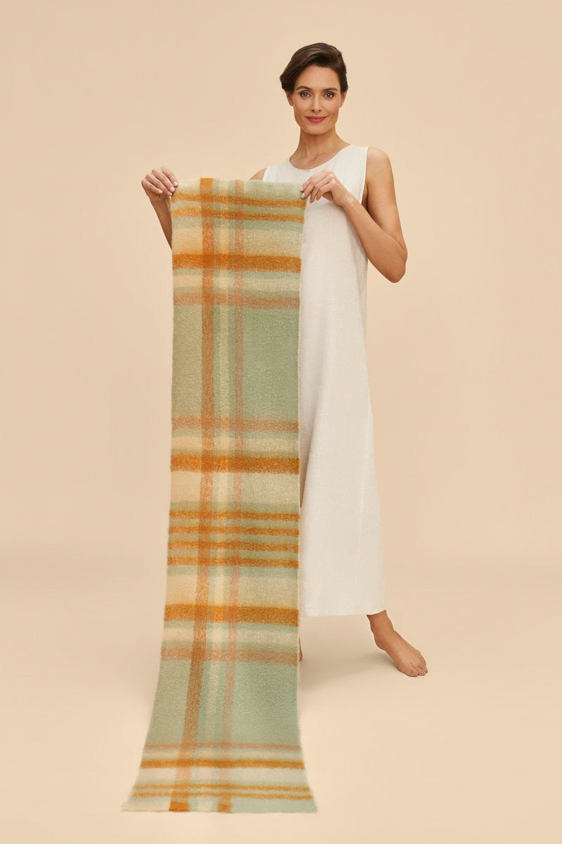 Powder Brielle Cosy Check Scarf - Mist