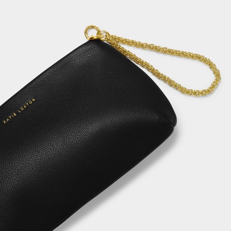 Katie Loxton Margot Chain Clutch/Shoulder Handbag - Black/Gold