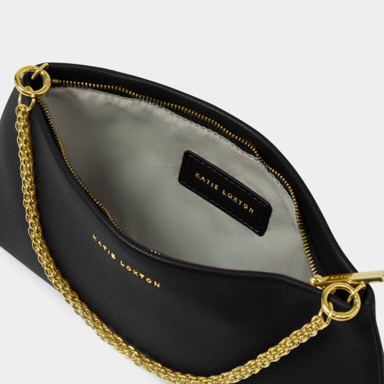 Katie Loxton Margot Chain Clutch/Shoulder Handbag - Black/Gold