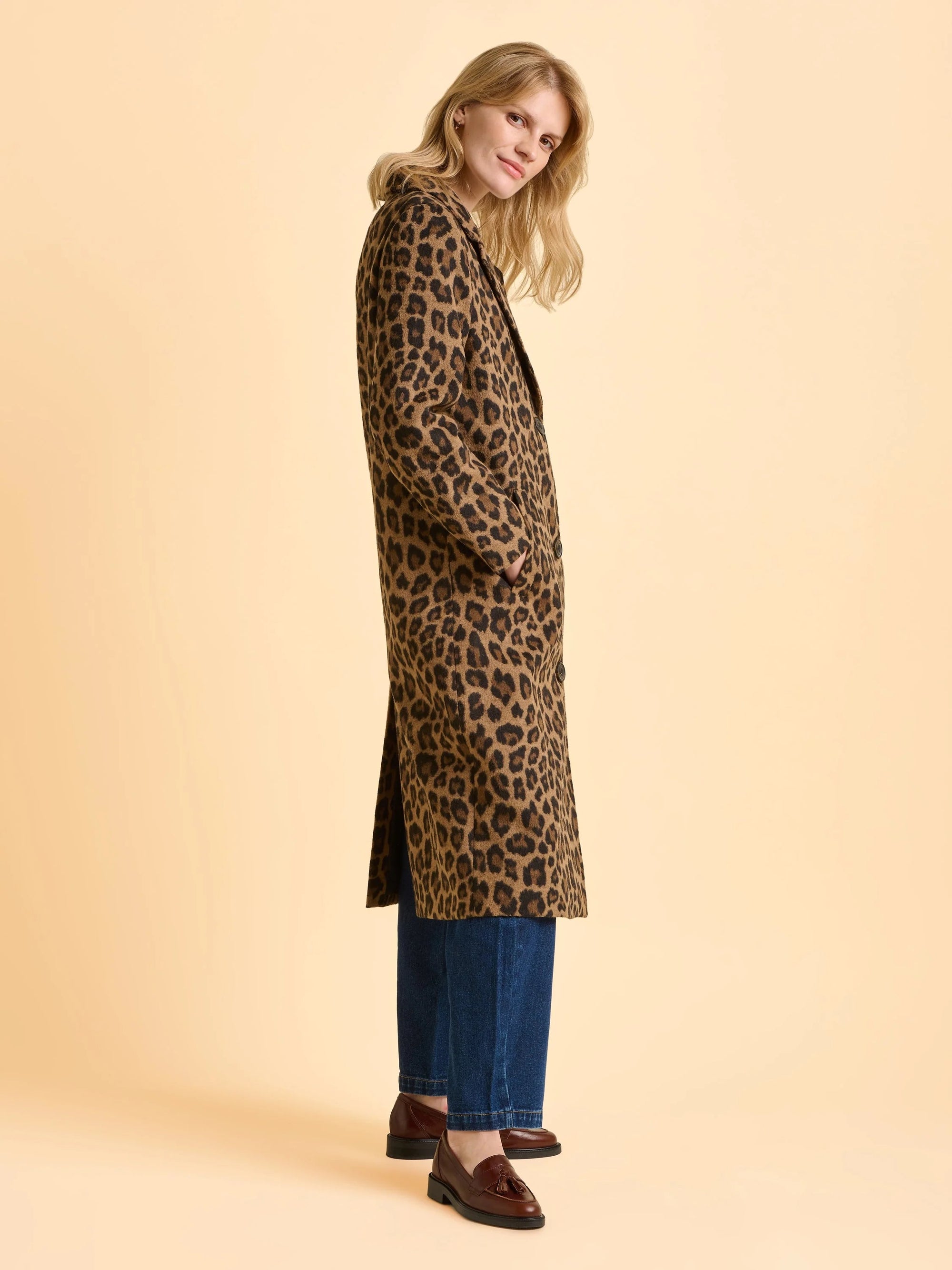 Brakeburn Twilight Leopard Print Long Jacket