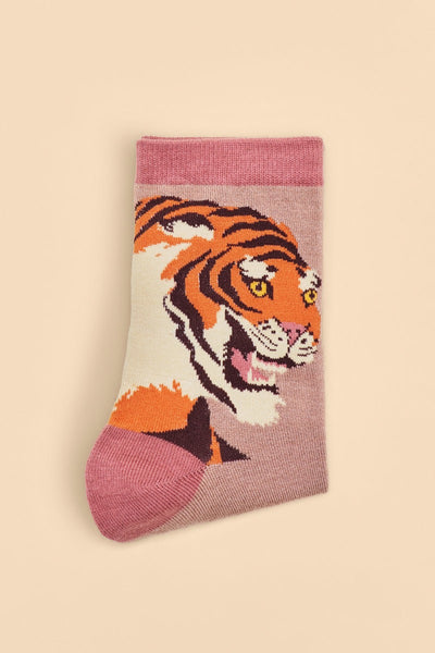 Powder Thrill of the Tiger Bamboo Ladies Ankle Socks - Dusky Rose