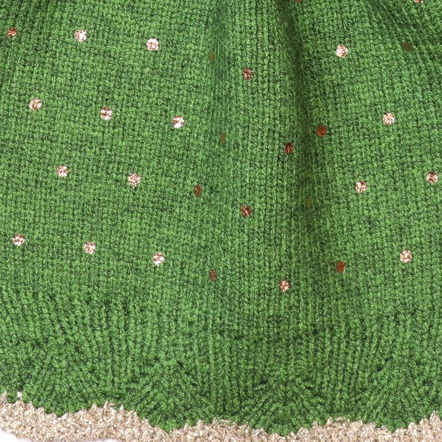 POM - Yasmin - Forest Green Metallic Spot - Knit Pull Through Crossover Scarf