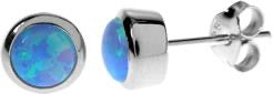 Kali Ma 6mm Blue Opal Round Studs - Sterling 925 Silver