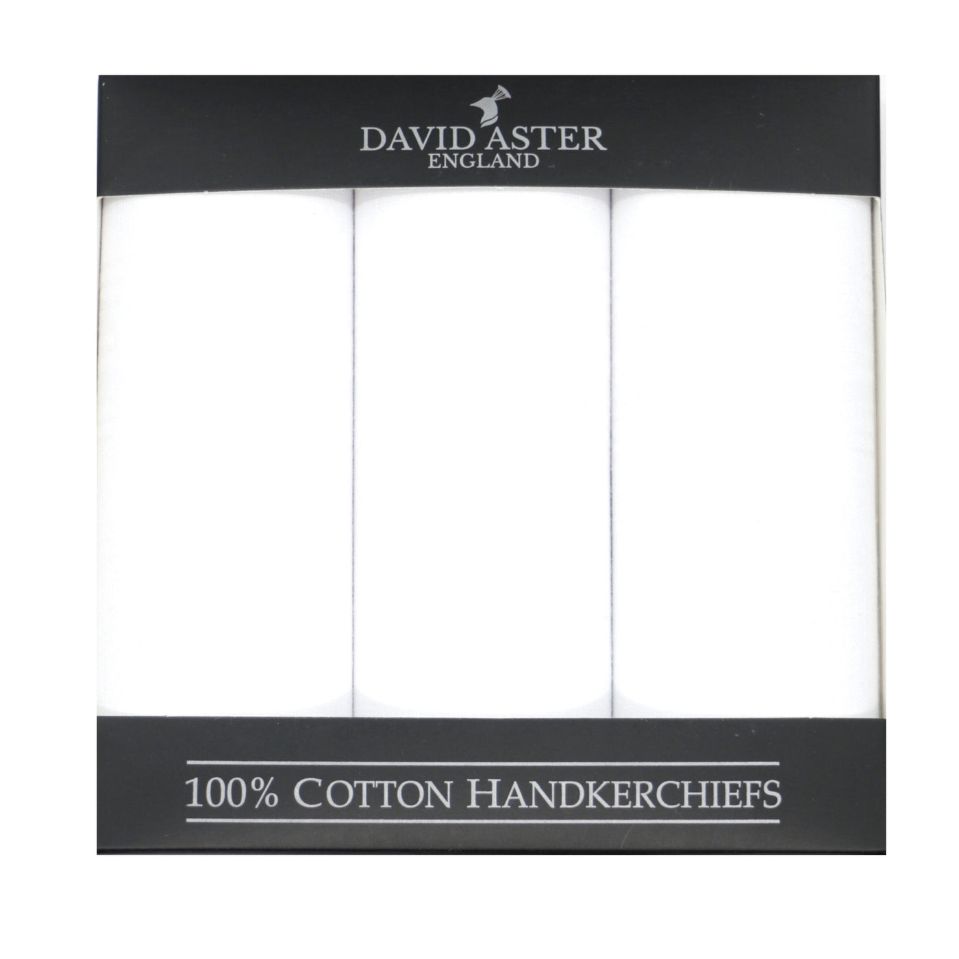 David Aster Plain White Cotton Handkerchief - Pack of 3