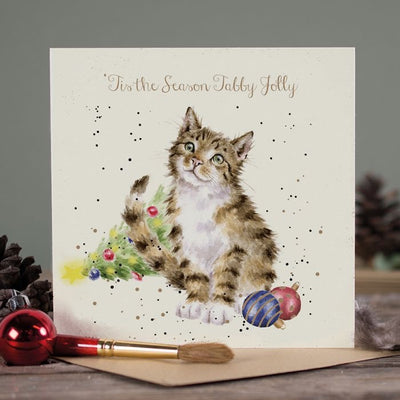 'Tabby Jolly' Cat Christmas Card - Wrendale Designs