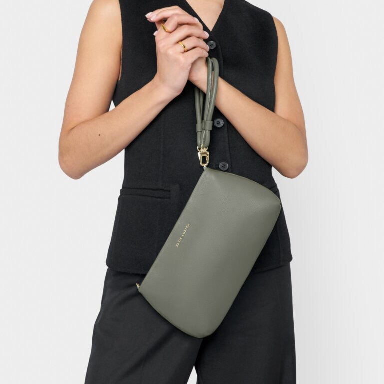 Katie Loxton Asha Clutch/Shoulder Handbag - Graphite Green