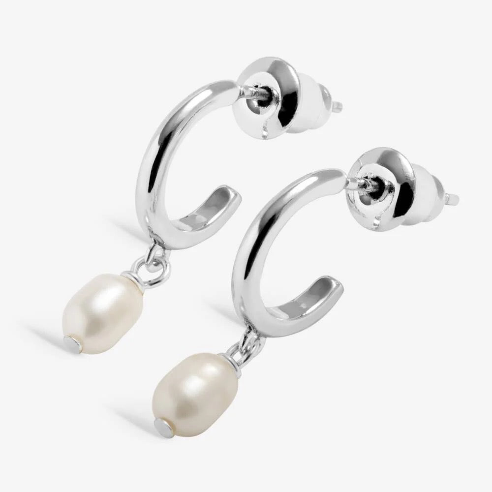 Joma Jewellery - Loved by You - Pearl Hoop Earrings - Silver Plating