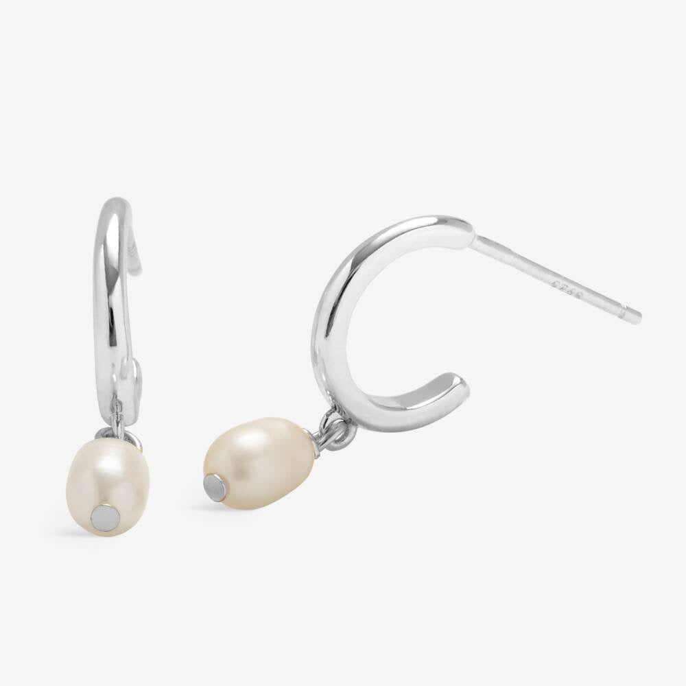 Joma Jewellery - Loved by You - Pearl Hoop Earrings - Silver Plating