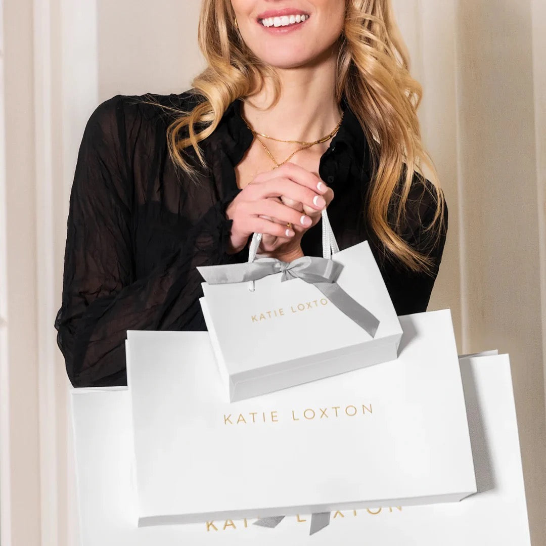 Katie Loxton Satin Scarf with Gold Scarf Ring - Classic Leopard - Mocha/Black
