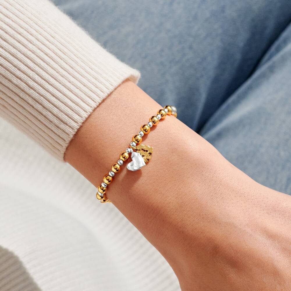 Joma Jewellery - Reva Textured Offset Hearts Bracelet - Silver &amp; Gold Plated