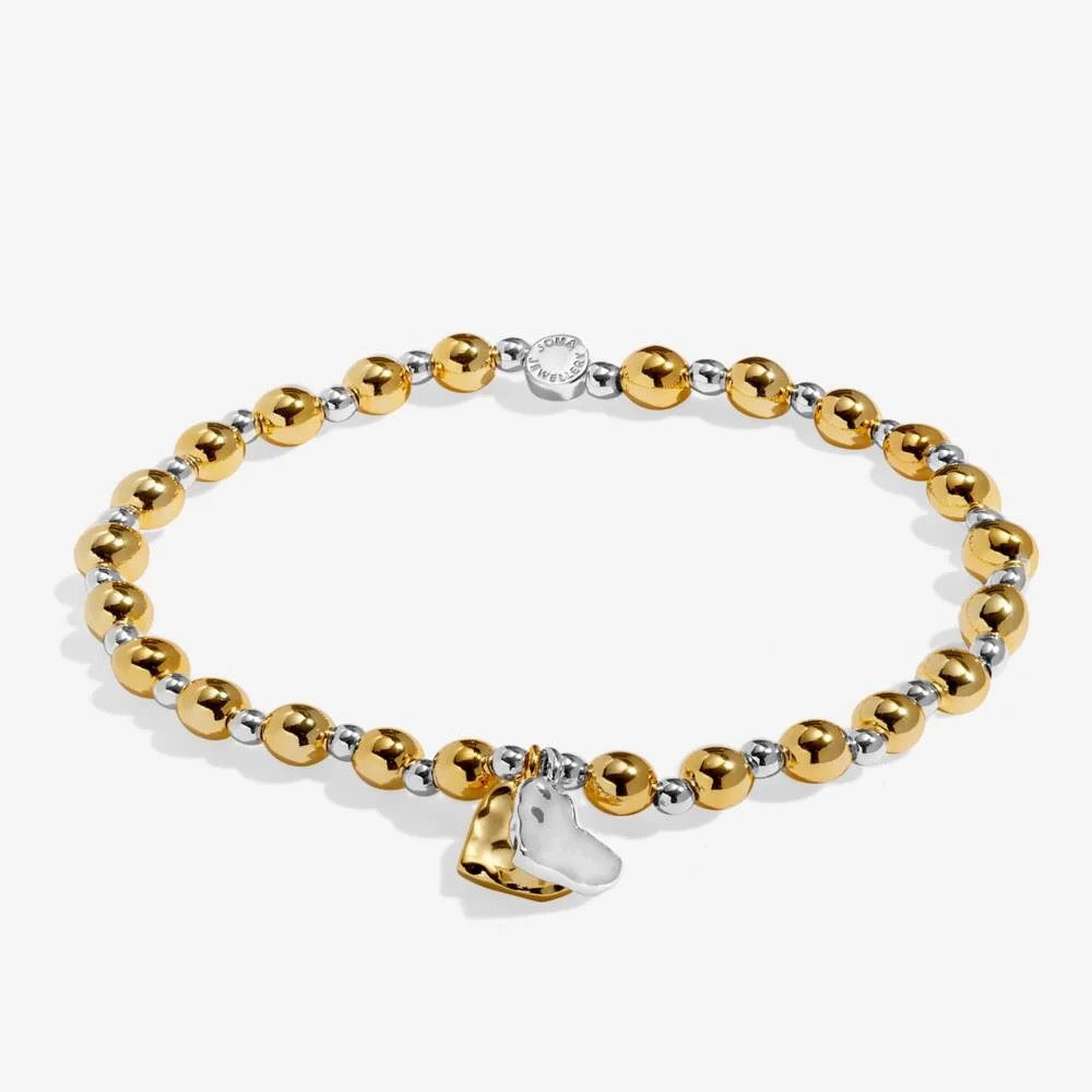 Joma Jewellery - Reva Textured Offset Hearts Bracelet - Silver &amp; Gold Plated