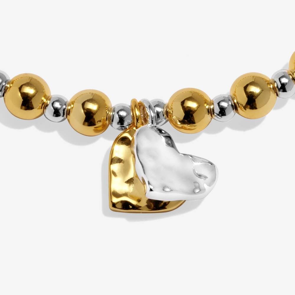 Joma Jewellery - Reva Textured Offset Hearts Bracelet - Silver &amp; Gold Plated