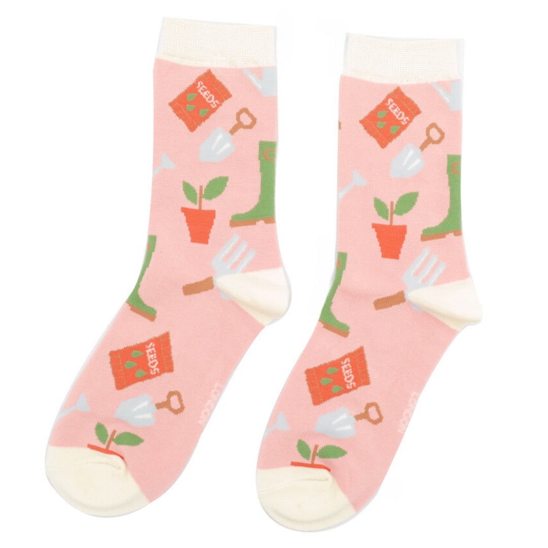 Miss Sparrow Bamboo Ankle Socks - Gardening Gear - Dusky Pink