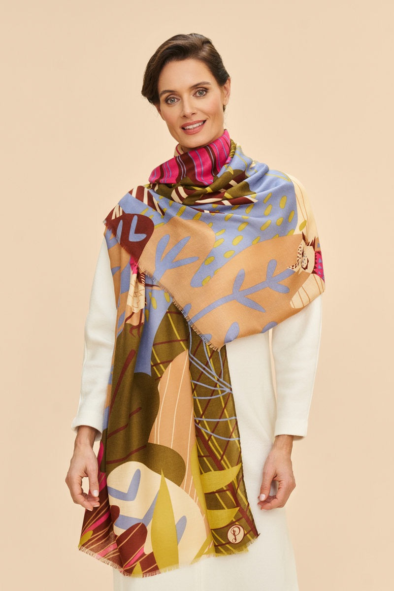 Powder Print Scarf - Autumn Hedgerow - Lilac Multi