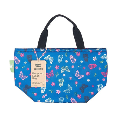 Eco Chic Lightweight Foldable Lunch Bags - Monach Butterfly - Navy Blue