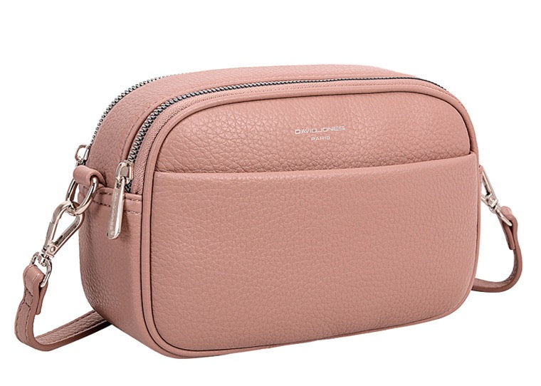 David Jones (CM6920) Double Zip Crossbody Handbag - Pink