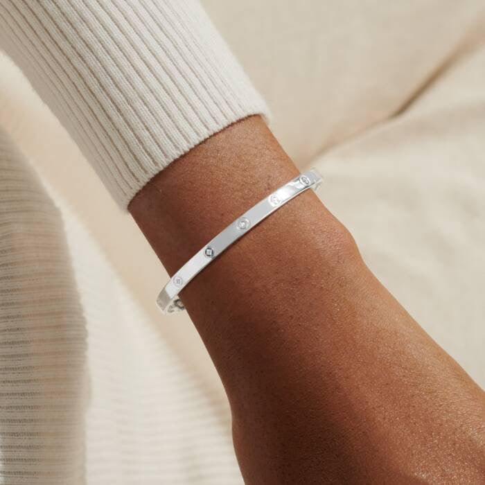 Joma Jewellery - Cubic Zirconia Circle Bangle Style Bracelet - Silver Plated