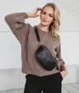 Elie Beaumont Designer Leather Woven Quilted Sling Crossbody Bag - Black (GOLD Fittings)