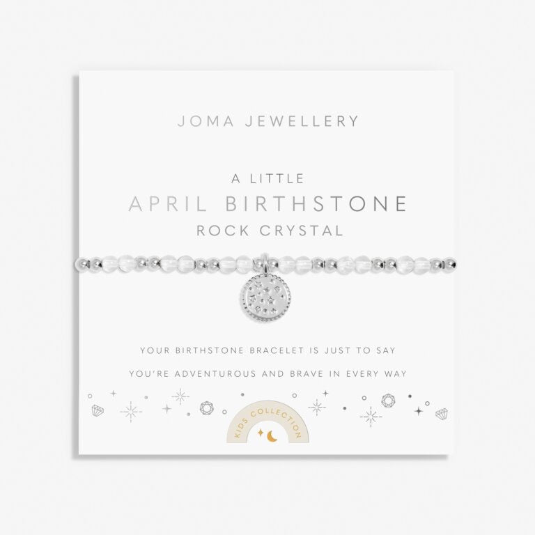 Joma Jewellery - Girls  - A Little April Birthstone Bracelet - Rock Crystal