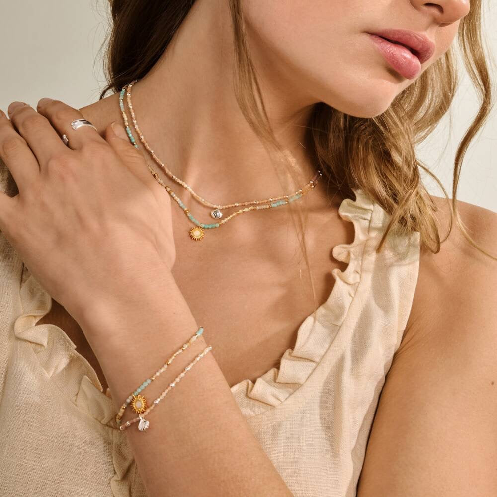 Joma Jewellery - Loved by You - Rock Crystal Sun Gemstone Bracelet - Gold Plated