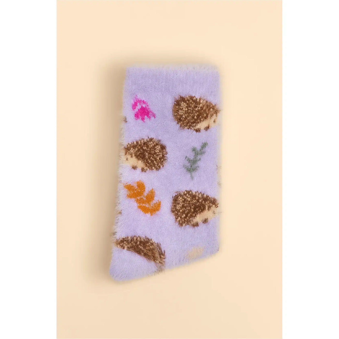 Powder Tiny Hedgehog Fuzzy Cosy Slipper Socks - Lilac