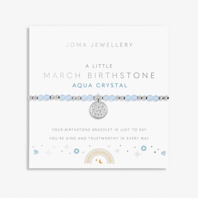 Joma Jewellery - Girls  - A Little March Birthstone Bracelet - Aqua Crystal