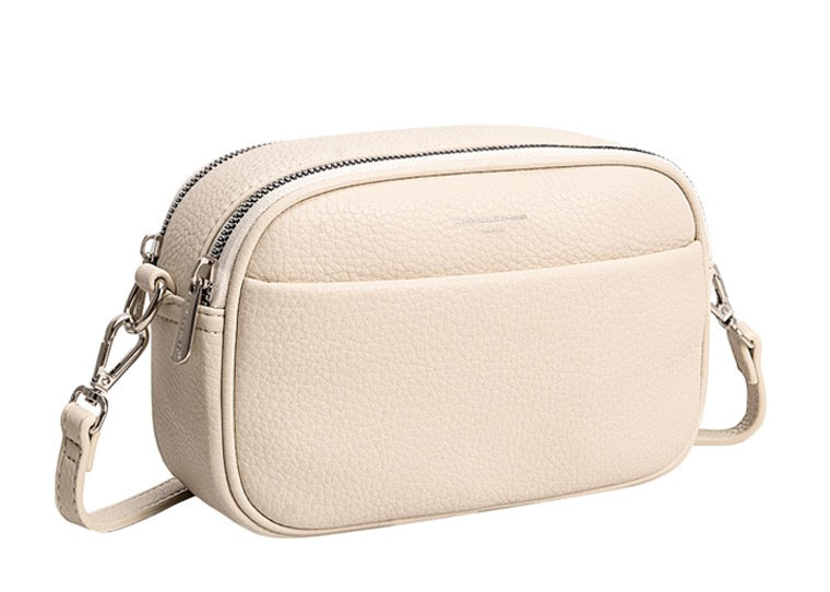 David Jones (CM6920) Double Zip Crossbody Handbag - Ivory