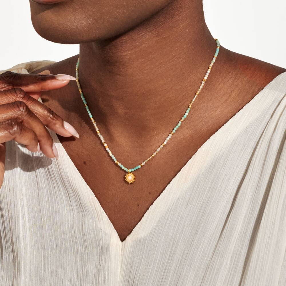 Joma Jewellery - Loved by You - Rock Crystal Sun Gemstone Necklace - Gold Plated