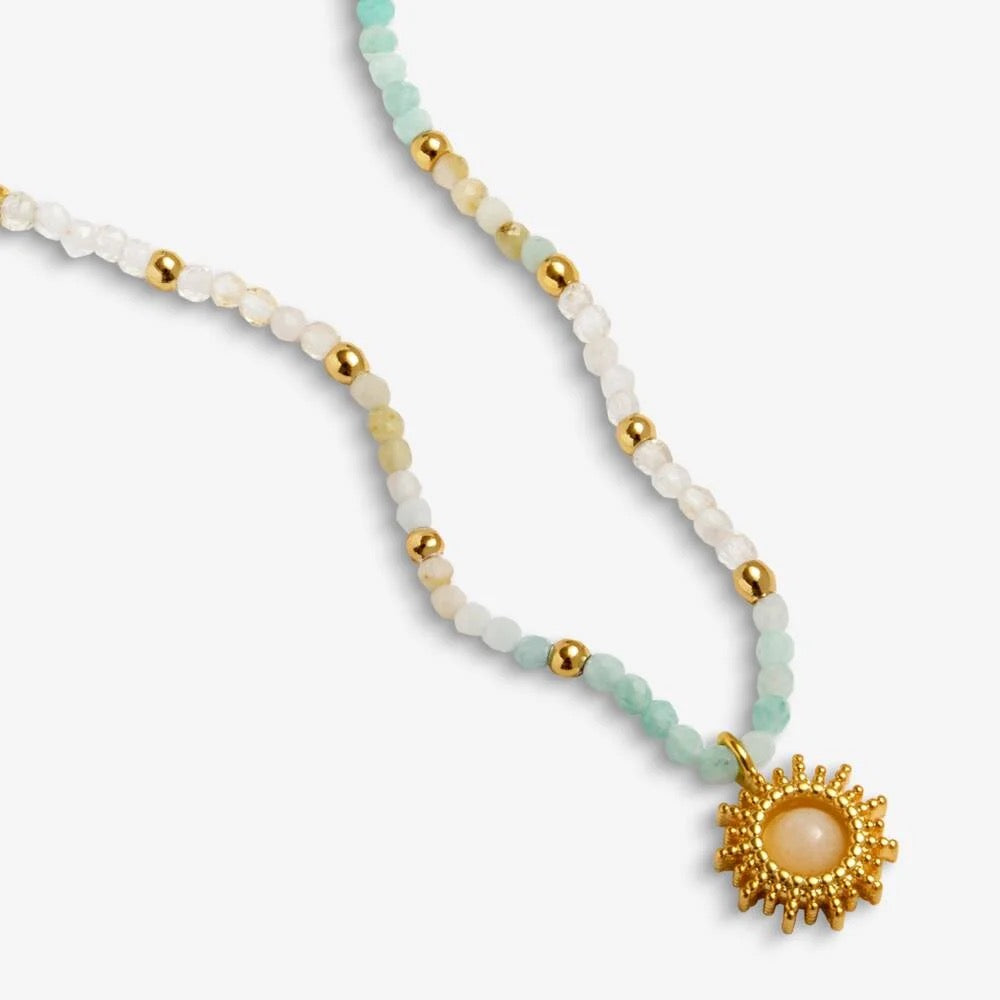 Joma Jewellery - Loved by You - Rock Crystal Sun Gemstone Necklace - Gold Plated