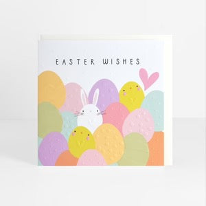Easter Wishes Colourful Eggs &amp; Bunny Card - Belly Button