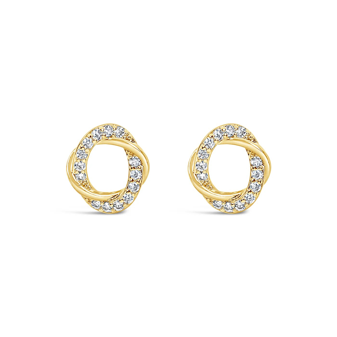 Lanes - Pave Crystal Entwined Circles - Boxed Stud Earrings - Gold